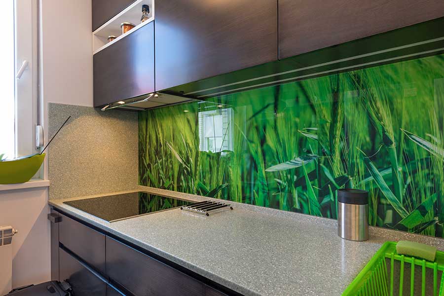 Printed kitchen splash back with grass image