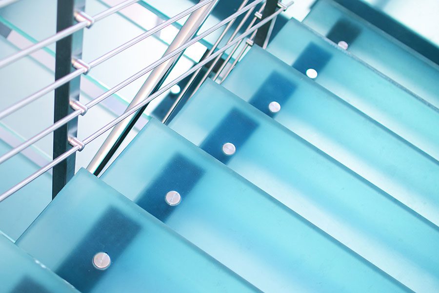 Laminated and toughened glass stair treads