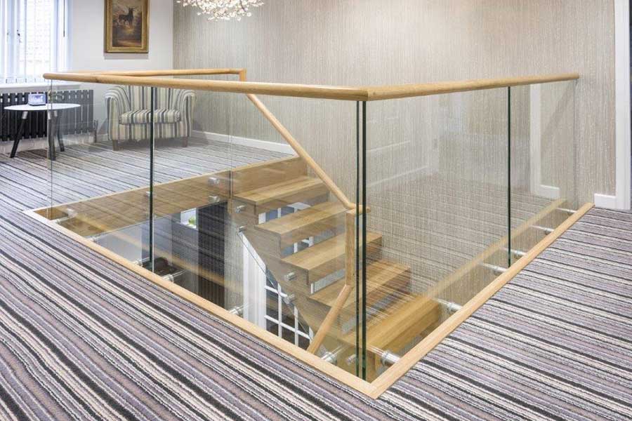 Large glass balustrade with stand off brackets