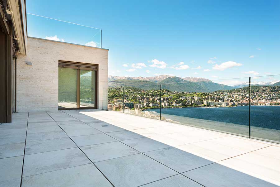 Frameless glass balcony provides uninterrupted views