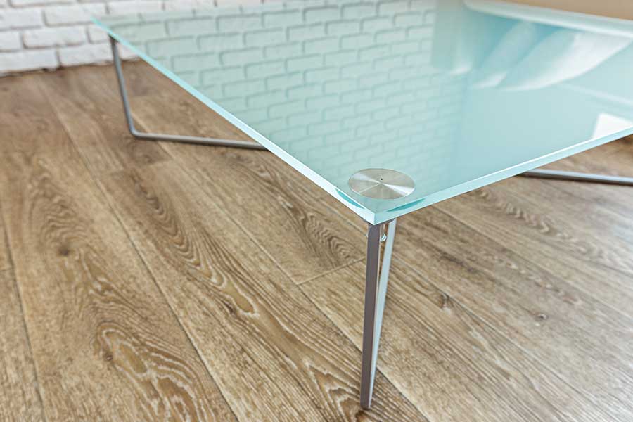 Made to measure frosted glass top for a coffee table