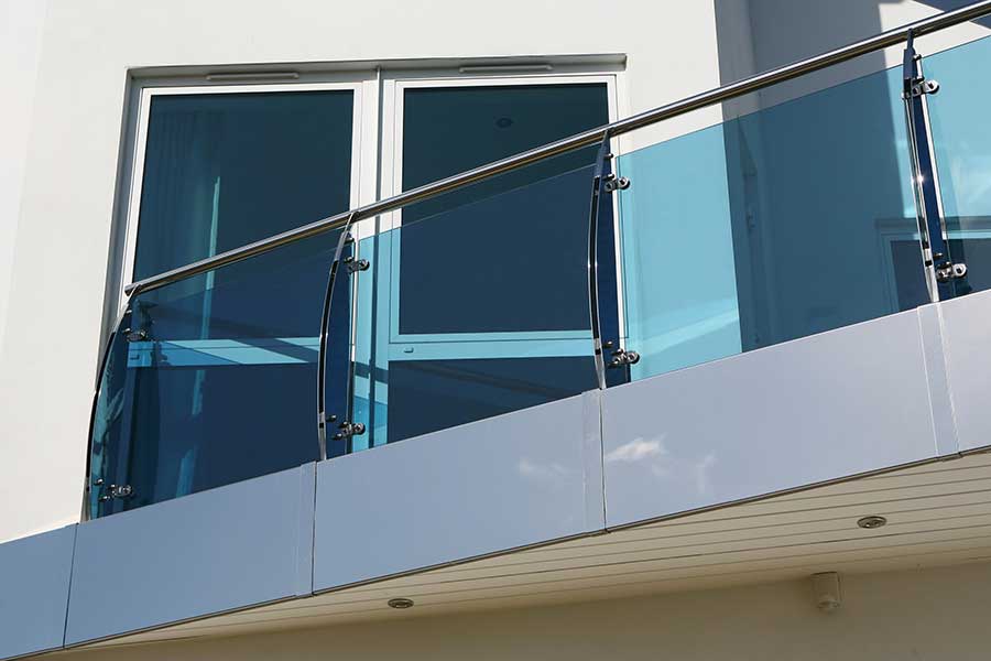 Blue laminated glass balustrades