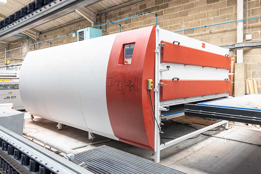 Large Pujol glass laminating machine at abc Glass Processing in Portsmouth